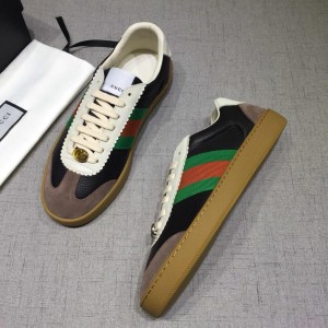 Gucci Fashion Sneakers Black and grey suede with brown rubber soles MS07638