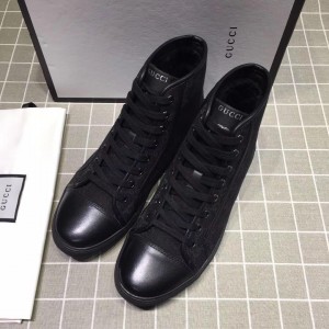 Gucci High-top Fashion Sneakers Black and GG print with black sole MS07683