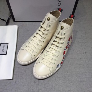 Gucci High-top Fashion Sneakers White and striped snake print with white sole MS07684