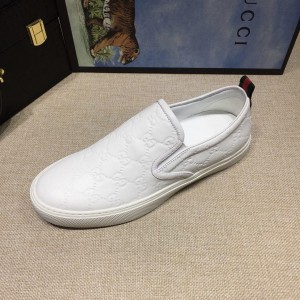 Gucci Fashion Sneakers White and GG engraving with white sole MS07689