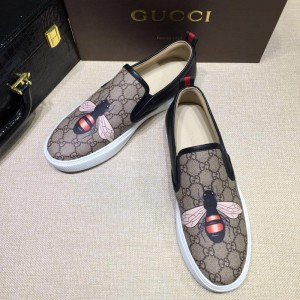 Gucci Fashion Sneakers Beige GG and bee print with white sole MS07702