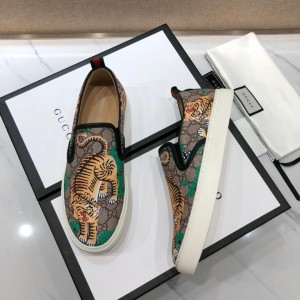 Gucci Fashion Sneakers Beige GG and tiger print with white sole MS07715