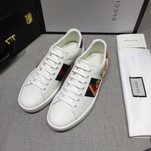 Gucci Fashion Sneakers White and gold loved embroidery with white sole MS07766