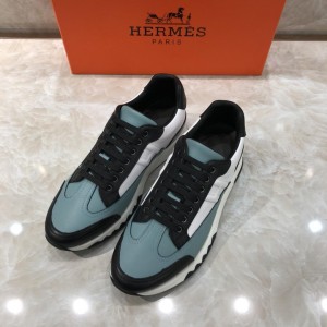 Hermes Fashion Sneakers White and Two-tone sole with  blue tongue MS07782