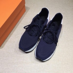 Hermes Fashion Sneakers  Blue and White heel MS07814