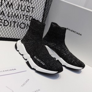 Balenciaga Speed Trainers Black glitter and white rubber sole Sneaker MS09075