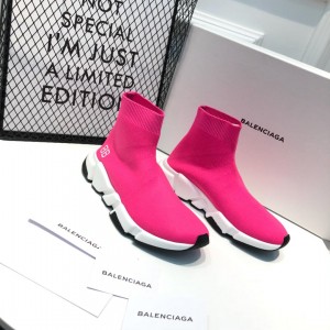 Balenciaga Speed Trainers Pink and white BB print and white rubber sole Sneaker MS09077