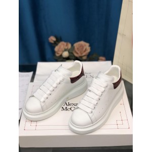 Alexander McQueen Fahion Sneakers White with Black red snake heel MS100007