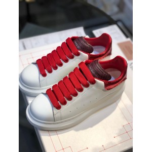 Alexander McQueen Fahion Sneakers White and red snake heel with burgundy tongue MS100011