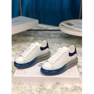 Alexander McQueen Fahion Sneaker White and blue suede heel with transparent sole MS100020