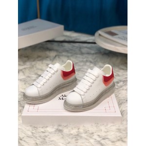 Alexander McQueen Fahion Sneaker White and red heel with transparent sole MS100022