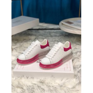 Alexander McQueen Fahion Sneaker White and pink heel with transparent sole MS100024