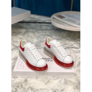 Alexander McQueen Fahion Sneaker White and red heel with transparent sole MS100026