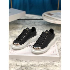 Alexander McQueen Fahion Sneakers Black and silver metal toe MS100036