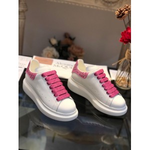 Alexander McQueen Fahion Sneaker White and pink glitter heel MS100045