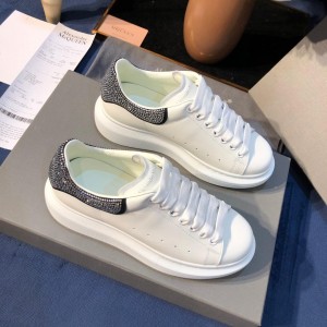 Alexander McQueen Fahion Sneaker White and crystal embellished gray heel MS100059