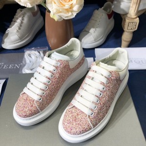 Alexander McQueen Fahion Sneaker Pink sequins and white heel MS100090