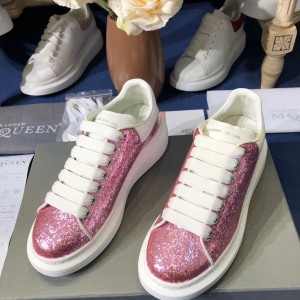 Alexander McQueen Fahion Sneaker Pink sequins and white heel MS100112