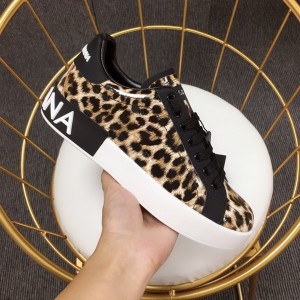 Dolce & Gabbana Leopard print and black heel with white sole Sneakers MS110045