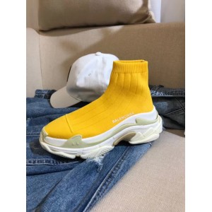 High Quality Balenciaga Custom Speed Trainer X Triple S Sneaker Yellow Triple010