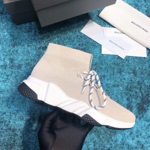 Balenciaga Speed Knitted socks High Quality Sneakers Grey and white rubber sole with Two-tone shoelace WS980001