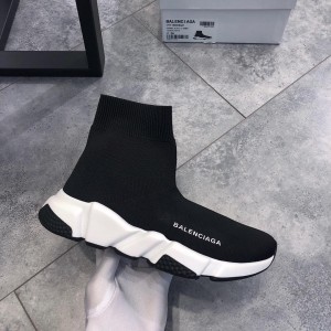 Balenciaga Speed Knitted socks High Quality Sneakers Black and white rubber sole WS980006