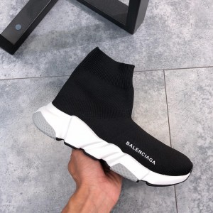 Balenciaga Speed Knitted socks High Quality Sneakers Black and white rubber sole with gray detail WS980009