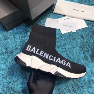 Balenciaga Speed Knitted socks High Quality Sneakers Black and white rubber soles with Balenciaga print WS980012