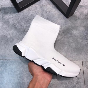 Balenciaga Speed Knitted socks High Quality Sneakers White and white rubber soles with black details  WS980014