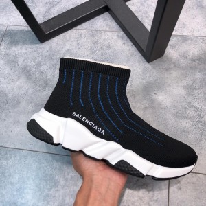 Balenciaga Speed Trainer Black and blue stripes with White rubber sole WS980017