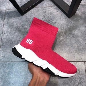 Balenciaga Speed Trainer Pink and white BB print with white rubber sole WS980019