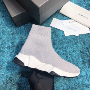 Balenciaga Speed Knitted socks High Quality Sneakers Grey and white soles with black details WS980022