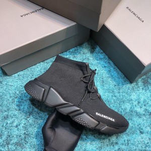 Balenciaga Speed Knitted socks High Quality Sneakers Black and black sole with black lace WS980027