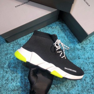 Balenciaga Speed Knitted socks High Quality Sneakers Black and green details with Two-tone shoelace WS980029