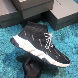 Balenciaga Speed Knitted socks High Quality Sneakers Black and Color-block sole with Two-tone shoelace WS980032