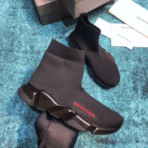 Balenciaga Speed Knitted socks High Quality Sneakers Black and red print with black rubber sole WS980037