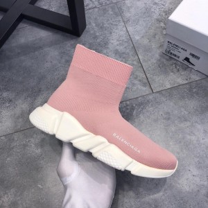 Balenciaga Knitted socks High Quality Sneakers Pink and white rubber soles WS980040