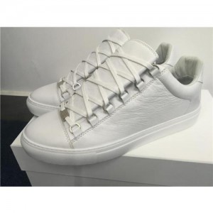 High Quality Balenciaga Arena Low Top Creased Leather Sneakers White