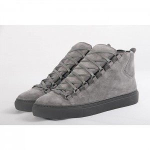 Balenciaga Arena Grey Suede High-Top Calfskin Velvet Aspect Sneaker