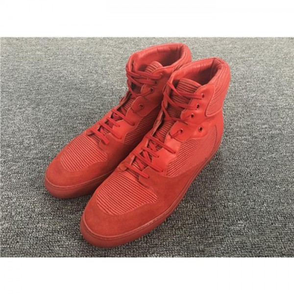 Balenciaga Pleated High-Top Sneakers In Red