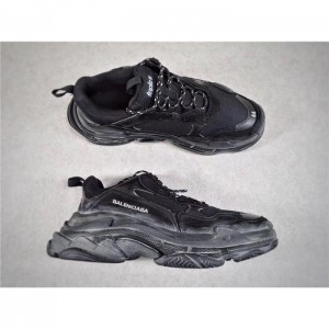 High Quality Balenciaga Triple S Sneaker Black shoe body/Transparent sole/Black mesh cloth 8DF2A627F179