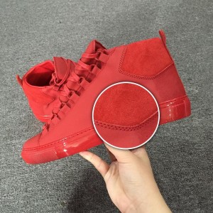 High Quality Balenciaga Sprayed Suede Arena High-Top Sneakers-Red