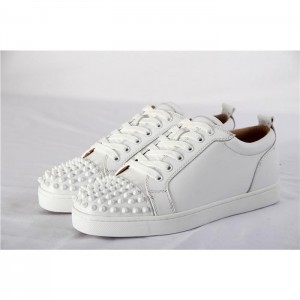 High Quality Christian Louboutin Louis Junior Spikes Mens Flat White Low Top With Spikes