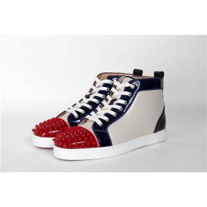 High Quality Christian Louboutin Red Louis Spikes Mens Flat Black Sneaker