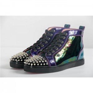 High Quality Christian Louboutin Mens Spikes Flat High Top Sneaker