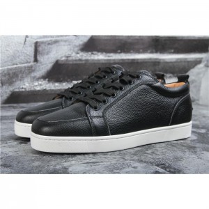 High Quality Christian Louboutin Rantulow Flat Black Leather Sneakers