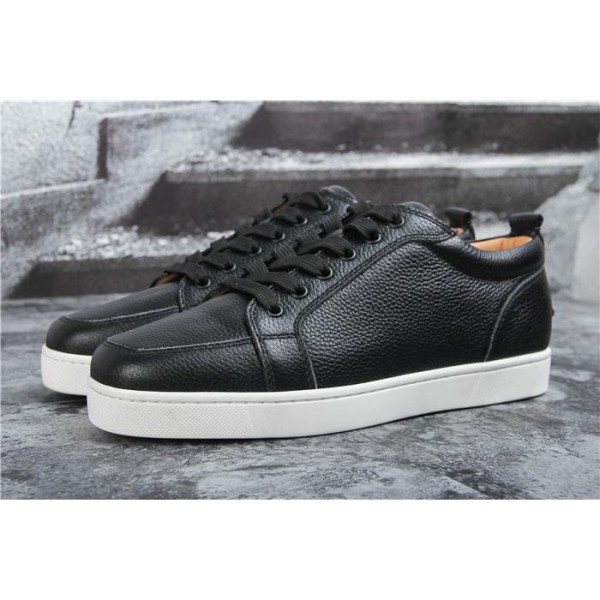 High Quality Christian Louboutin Rantulow Flat Black Leather Sneakers