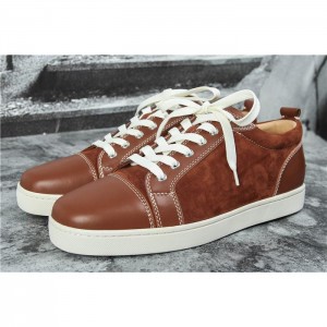 High Quality Christian Louboutin Louis Junior Men'S Flat Pur Sang Suede Leather Blend Sneakers