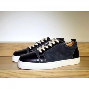 High Quality Christian Louboutin Louis Junior Men'S Flat Navy Leather Men Sneakers