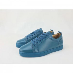 High Quality Christian Louboutin Louis Junior Flat Blue Leather Low Top Sneaker